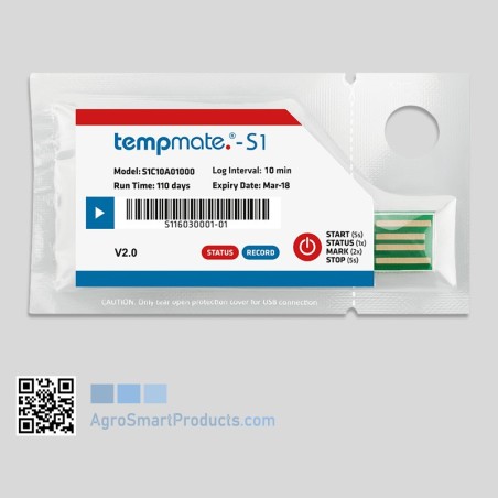 Tempmate S1 V2 – Einweg-Temperaturdatenlogger gemäß EN12830 – 20 Stück