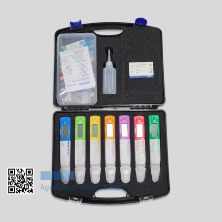 Kit Horiba LAQUAtwin 7MV22 para medir pH, NO3, Ca, Na, K, CE e Sal