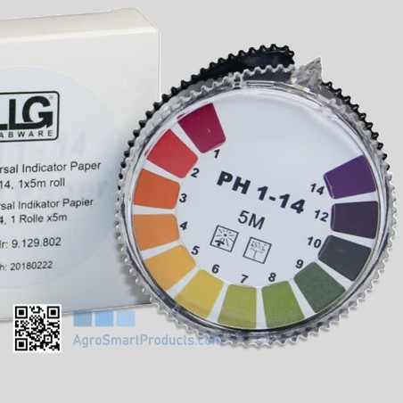 pH-Teststreifen 1–14 im 5 m-Rolle – Reagenzpapier LLG 9129802